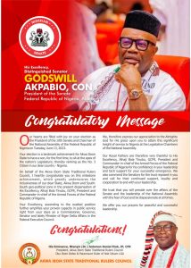Goodwill Message from Oku Ibom to Senator Akpabio