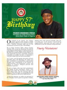 Prince Enobong Uwah's 57th birthday 